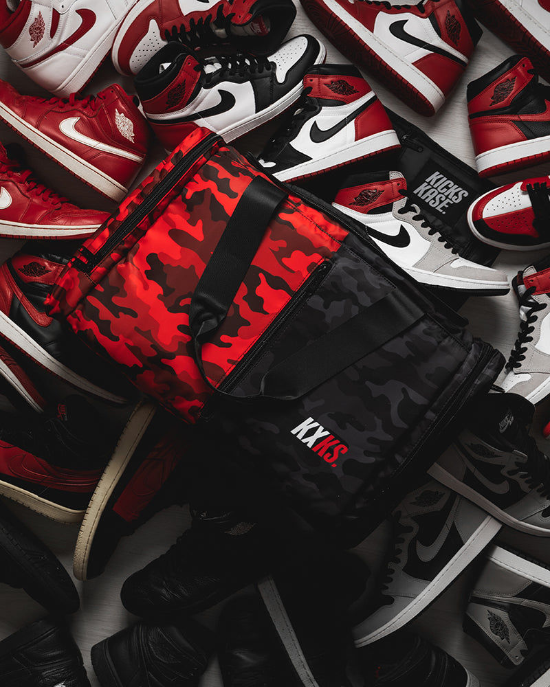 Split Camo Duffle (Red/Black)