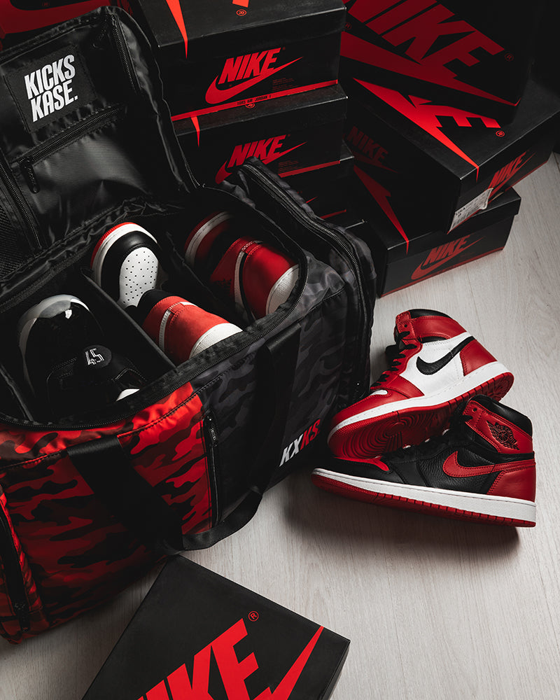 Split Camo Duffle (Red/Black)