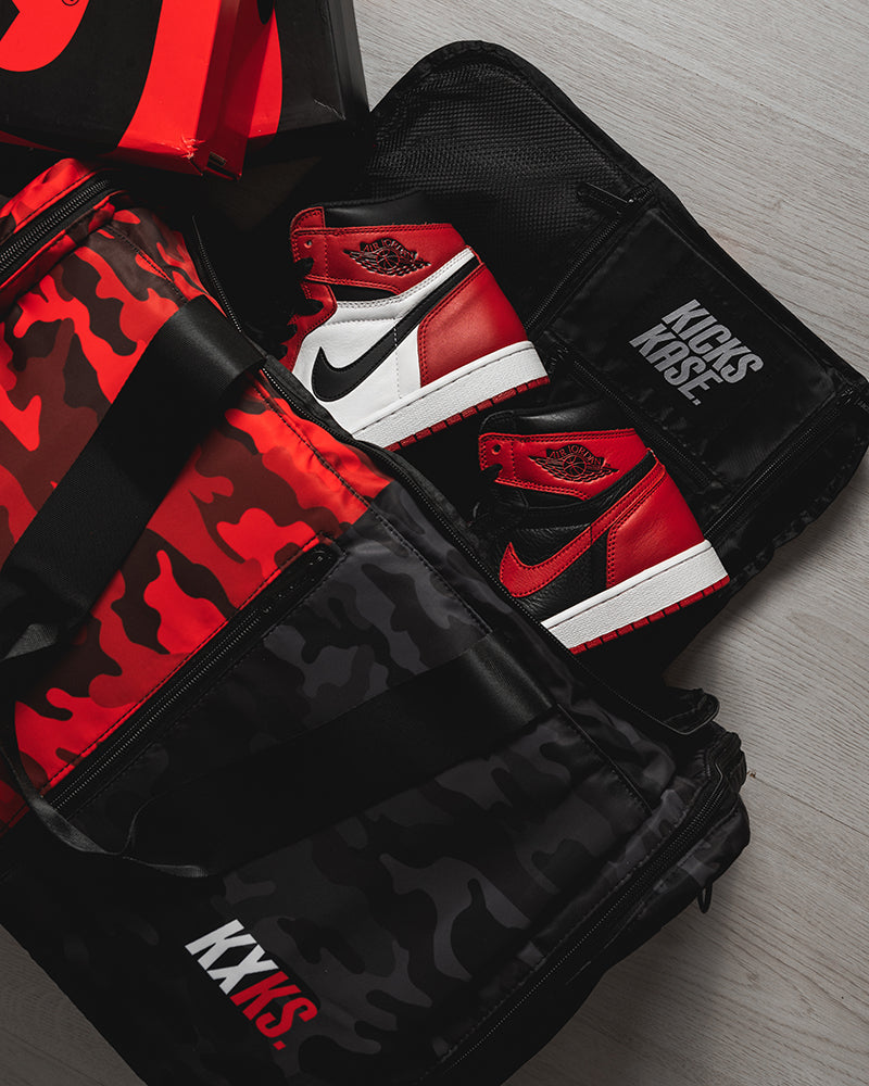 Split Camo Duffle (Red/Black)