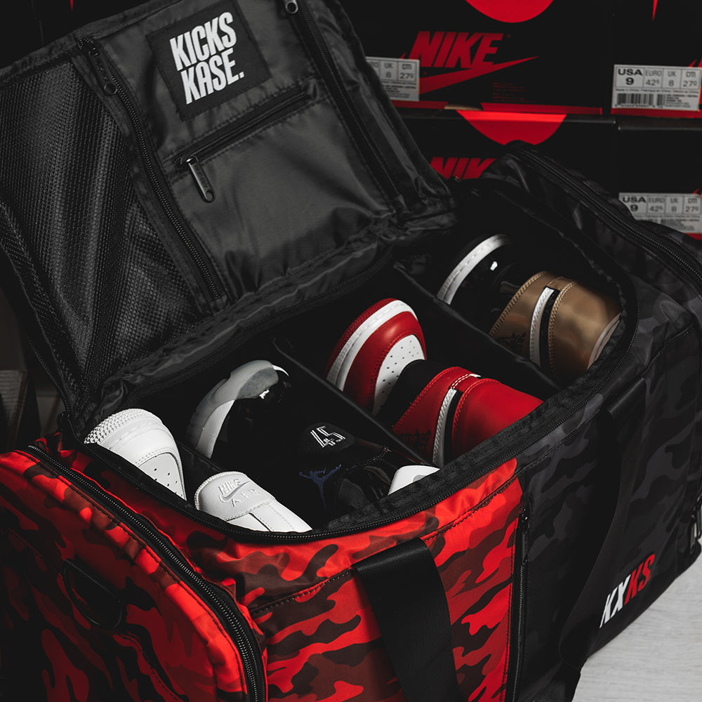 Split Camo Duffle (Red/Black)